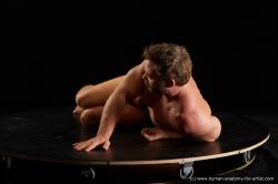 Nude Man White Laying poses - ALL Muscular Short Brown Laying poses - on side Standard Photoshoot Realistic